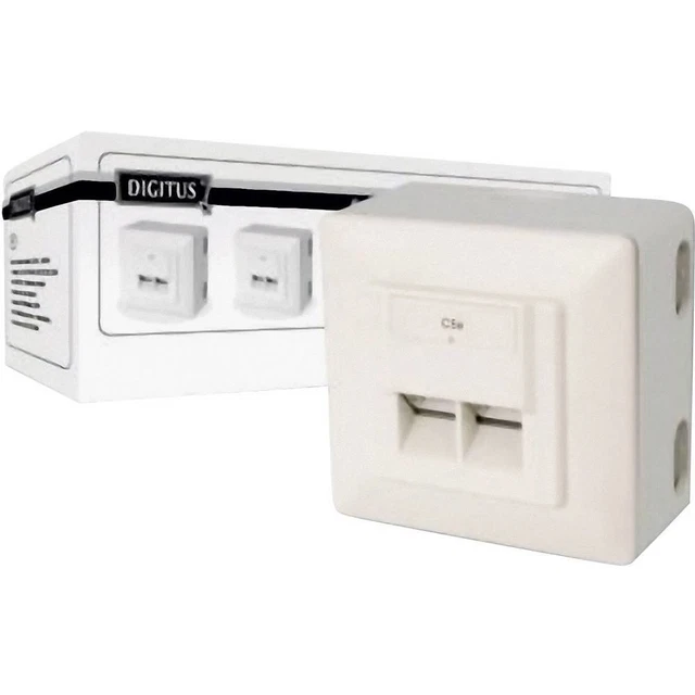 Prise réseau montage apparent (en saillie) CAT 5e 2 ports Digitus DN-9002-N