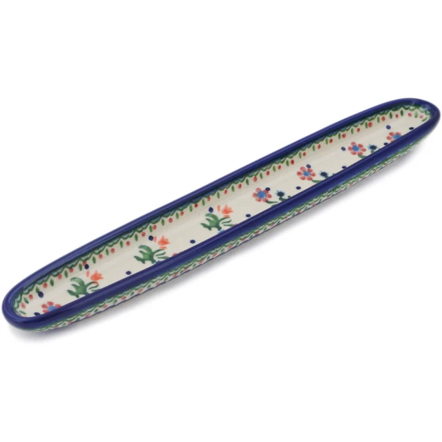 Polish Pottery Olive Dish 13" Spring Flowers