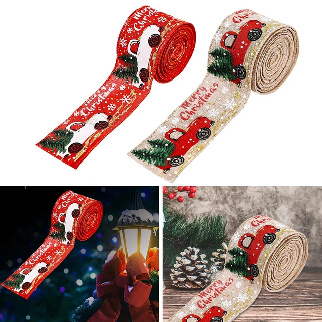 2x 5M Weihnachtsband Satin Stoffband DIY Kunsthandwerk Handarbeit mit Drahtkante