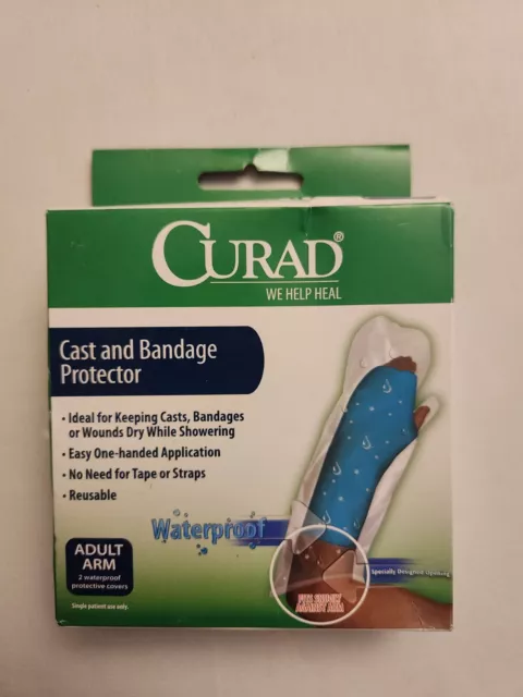 Curad Cast and Bandage Protector,  Waterproof Adult  Arm, 2 Ct New