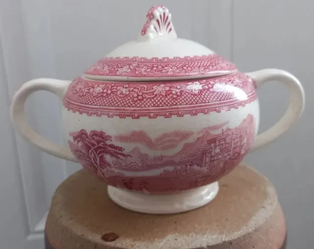 Royal Staffordshire Pottery ENGLAND Jenny Lind 1795 SUGAR BOWL White And Pink