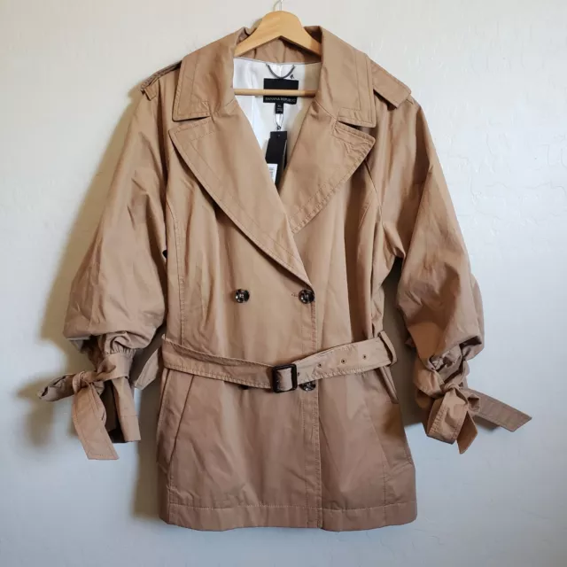 Banana Republic Water Resistance Tie Sleeve Trench Coat Tan Size Women's XL NEW