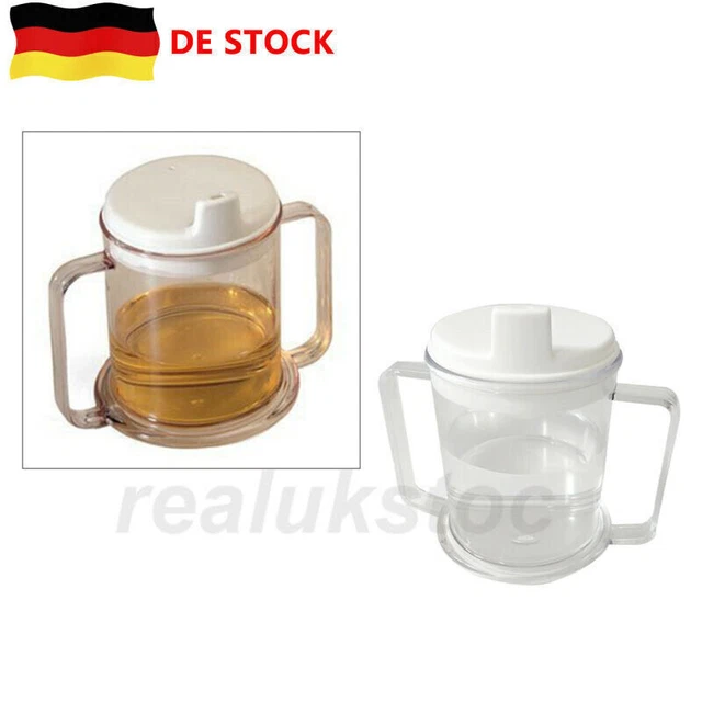 Doppelgriffe Kunststoff Clear Becher Leichter Trinkbecher Anti Spill Sippy CupDE