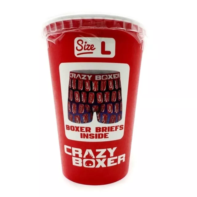 Coca-Cola Crazy Boxer Briefs Coca Cola Coke Soda Can Novelty Cup Mens Size Large