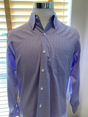 J HILBURN Purple Glen Plaid Dress Casual Shirt Size L                     P11655