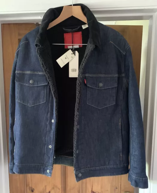 Levi’s Dark Blue Denim Engineered  Sherpa Jacket Medium