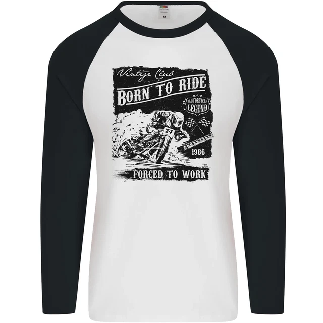 Cafe Racer Biker Motorcycle Motorbike Mens L/S Baseball T-Shirt