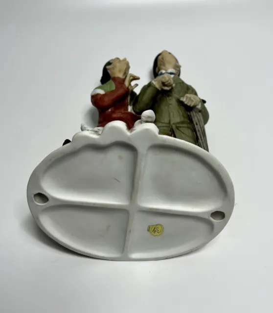 VTG Ceramic Figurine "Elderly Dressed Up Couples Walking with Their Puppy Japan 7