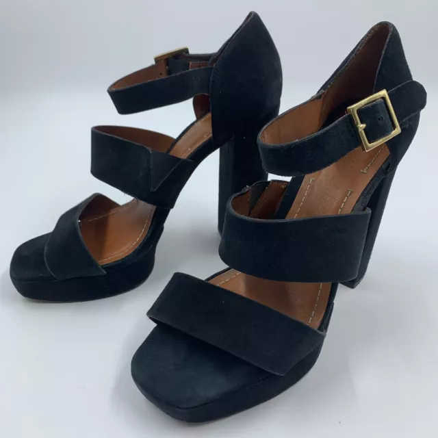 Elizabeth & James 6.5 Heels E-Sly sandals platform black strappy chunky heel