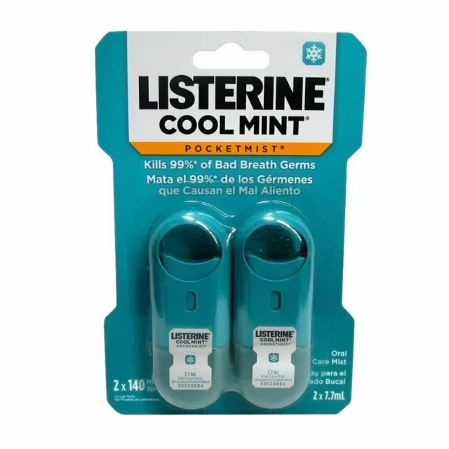 Listerine Pocketmist Oral Care Bad Breath Mist Spray Cool Mint 2 x 7.7 ml 6 Pack