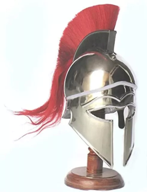 Medieval Greek Corinthian Armour Helmet with Red Plume Knight Spartan Helmet