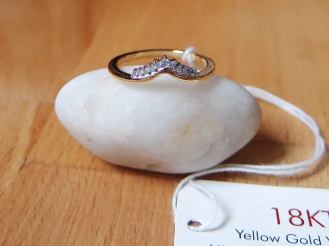 Original Diamant Wunschknochen Tiara Ring in 18K vergoldet Sterlingsilber Größe K