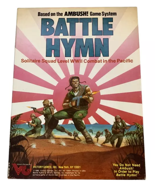 1986 Battle Hymn Board Game Solitaire Squad Level WWII Combat The Pacific VTG