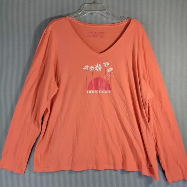 life is good womens top size XXXL orange long sleeve crusher t shirt bike rider