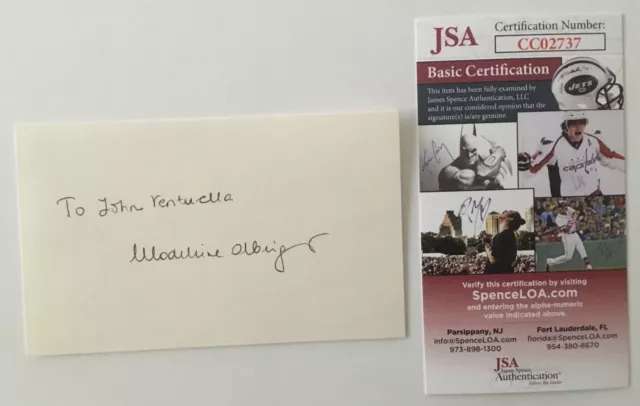 Madeleine Albright Signed Autographed 3x5 Card JSA Certified