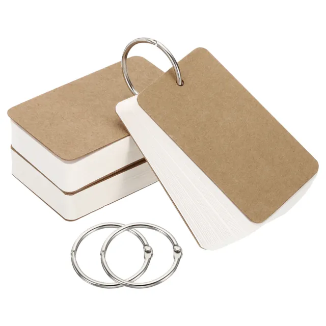 3.5" x 2" Blank Flash Cards with Rings Study Card Index Cards Note, White 150pcs