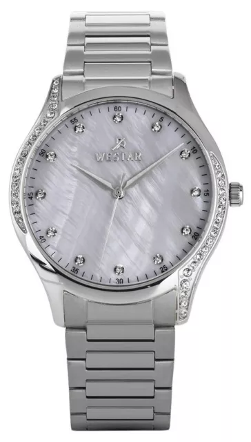 Westar Zing Accents de Cristal Cadran en Nacre Blanche Quartz Montre Femme