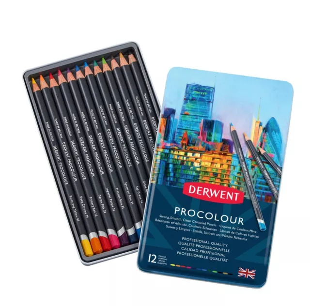 Derwent Procolour Calidad Profesional Artista Lápiz Lata Set De 12 Colores