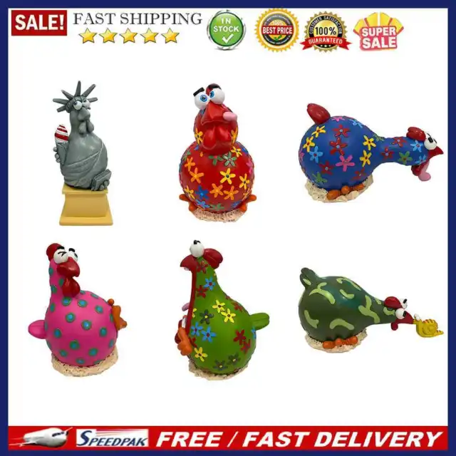 Resin Chicken Statue Funny Cute Chick Figurine Animal Art Sculptures Home Decor