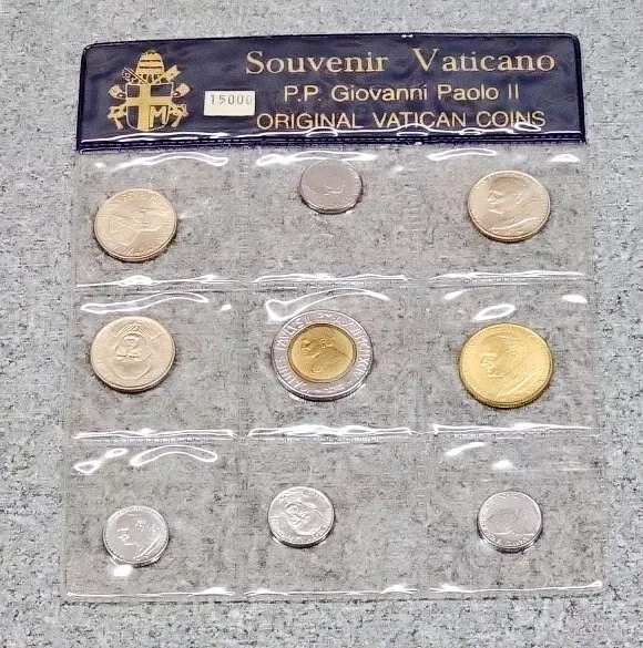 Souvenir Vaticano P.P. Giovanni Paulo II Original Vatican 9 Coins Collectible