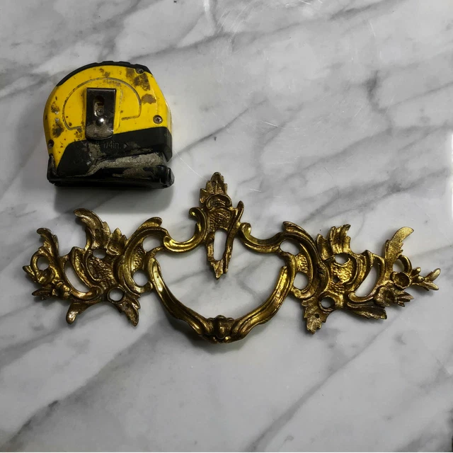Extra Large Antique French Italian Rococo Brass Drawer Door Pull Handle 2