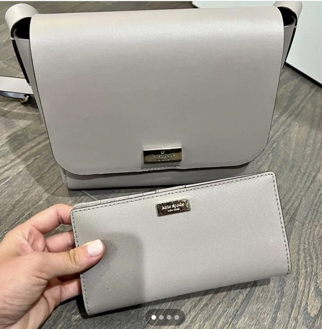 Kate Spade Putnam Drive Madie Smooth Soft Grey Leather Crossbody Bag With Wallet