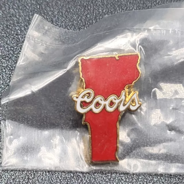 Vermont Vintage State Coors Beer Souvenir Lapel Pin Red Enamel NOS