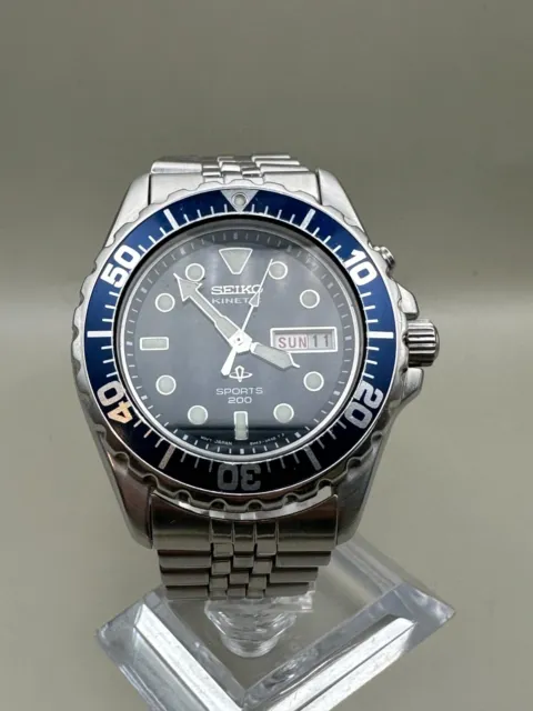 Seiko Kinetic Diver Watch 5M43-0A40 Original Rare Blue Version Capacitor Healthy 2