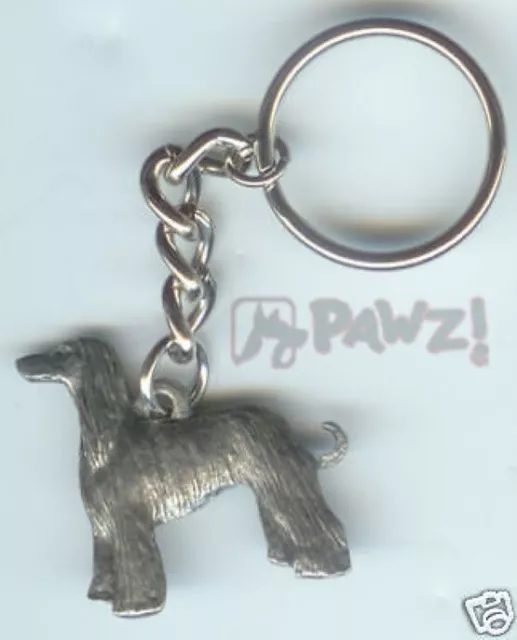 AFGHAN HOUND Dog Fine Pewter Keychain Key Chain Ring