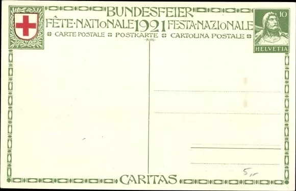 Ganzsachen Ak Schweiz, Bundesfeierkarte 1921, Caritas,... - 10311559 2