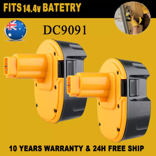 2PACK DC9091 Ni-Mh Battery for Dewalt 14.4Volt XRP DW9091 DW9094 DE9038 4.8Ah AU