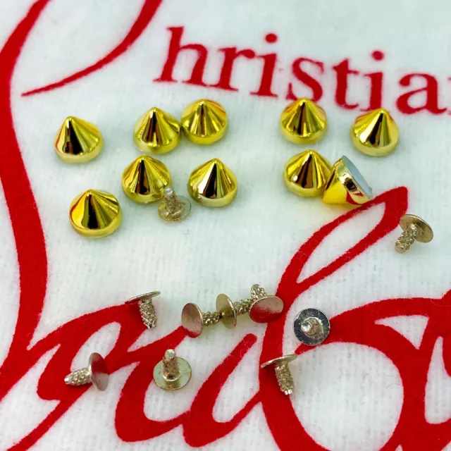 10x Christian Louboutin Replacement gold studs / spikes (6mm)