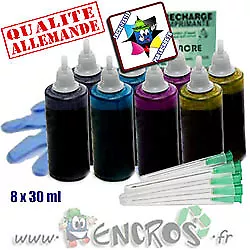 Recharge Kit Encre 8x30ML Couleurs universelles pour BROTHER