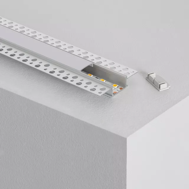 Perfil de Aluminio Integración en Escayola/Pladur para Doble Tira LED hasta 20