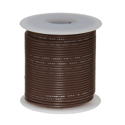 16 AWG Gauge Solid Hook Up Wire Brown 25 ft 0.0508" UL1007 300 Volts
