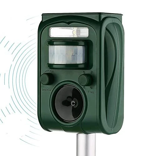 Solar Ultrasonic Animal Repeller.Cat Repellent Outdoor. Motion Activated and