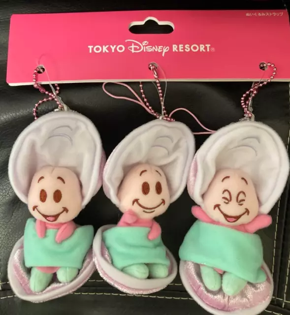 Tokyo Disney Resort Baby Young Oyster Set 3 Keychain Ring Alice Wonderland Plush