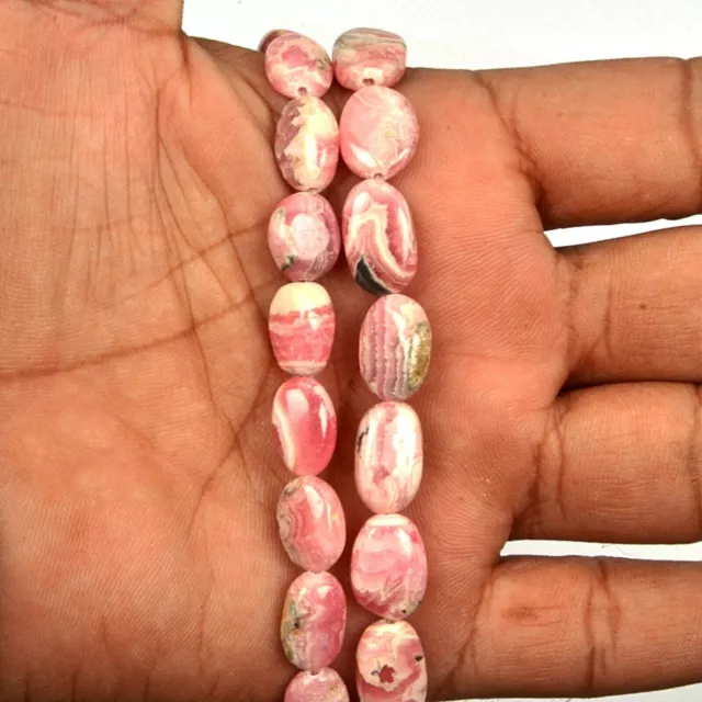 Rare Rhodochrosite 8.5 Inch Strand 8X10-7X14 MM Smooth Oval Shape Gemstone Beads 2