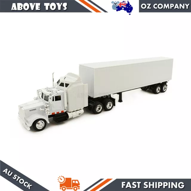 New Ray 1:43 Scale White Kenworth W900 40' Container Truck Kids Model Toy Gift 2