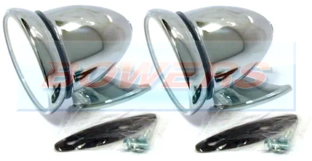 Pair Of Chrome Bullet Torpedo Exterior Wing Door Mirrors Classic Vintage Car