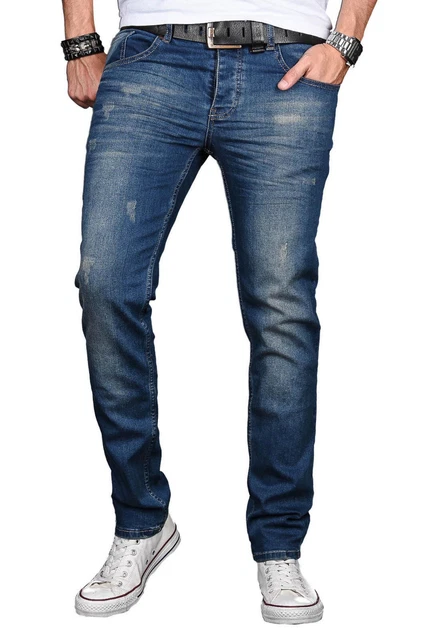 Jeans uomo pantaloni basic stretch pantaloni jeans regular slim blu 29/32 H1132 K8
