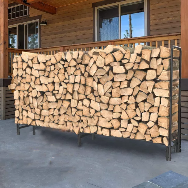 91.6” Metal Heavy Duty Firewood Log Rack Long Large Storage Holder Garden Indoor