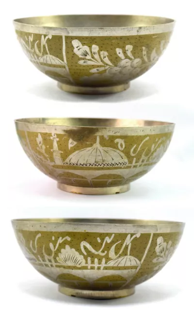 Real Antique Talismanic Islamic Arabic Calligraphy Brass Medicine Bowl. G3-79 3