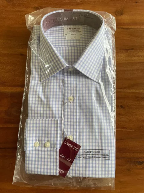 Camicia slim fit T M Lewin Buckingham taglia 17, nuova con etichette