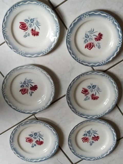 6 assiettes plates Digoin Sarreguemines
