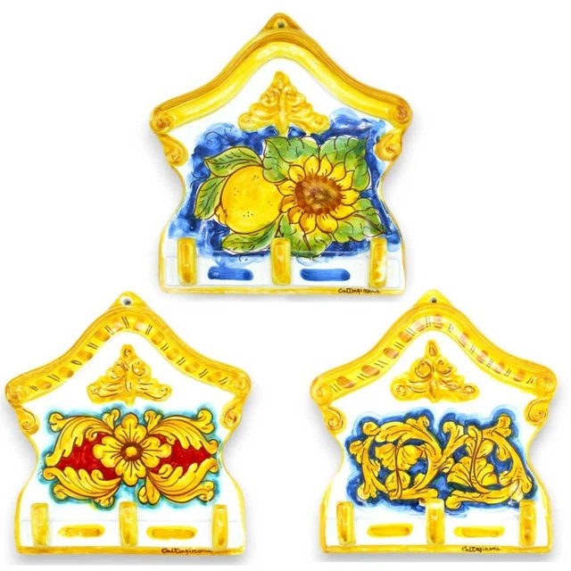 Appendino ceramica Caltagirone, porta chiavi, presine o guanti - 20 h x 20 l cm