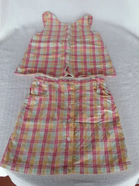 Next Girls Two Piece Checked Shell Beach Skirt & Top Set Age 5-6 Years