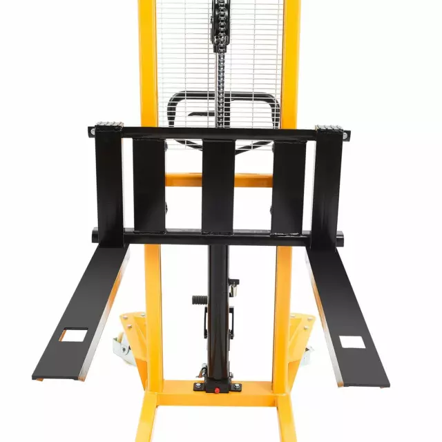 Fixed Legs Hand Pallet Stacker 1100lbs/2200lbs Cap 63" Lift Height Portable Lift 2