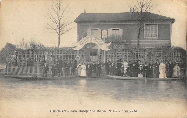 Cpa 95 Persan Les Bosquets Dans L'eau Crue 1910