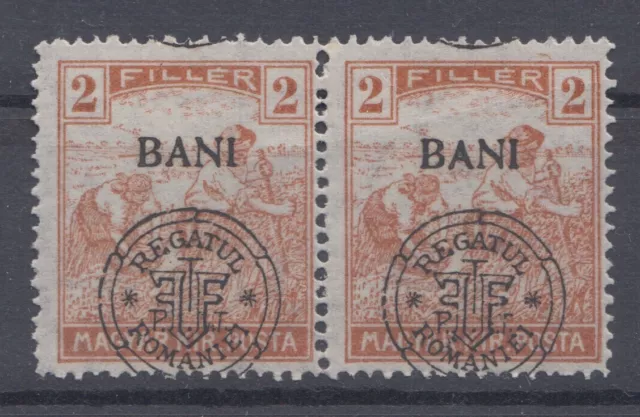 Romania 1919 STAMPS WWI Hungary Occupation 2 filler MH POST ERROR THIN PAPER